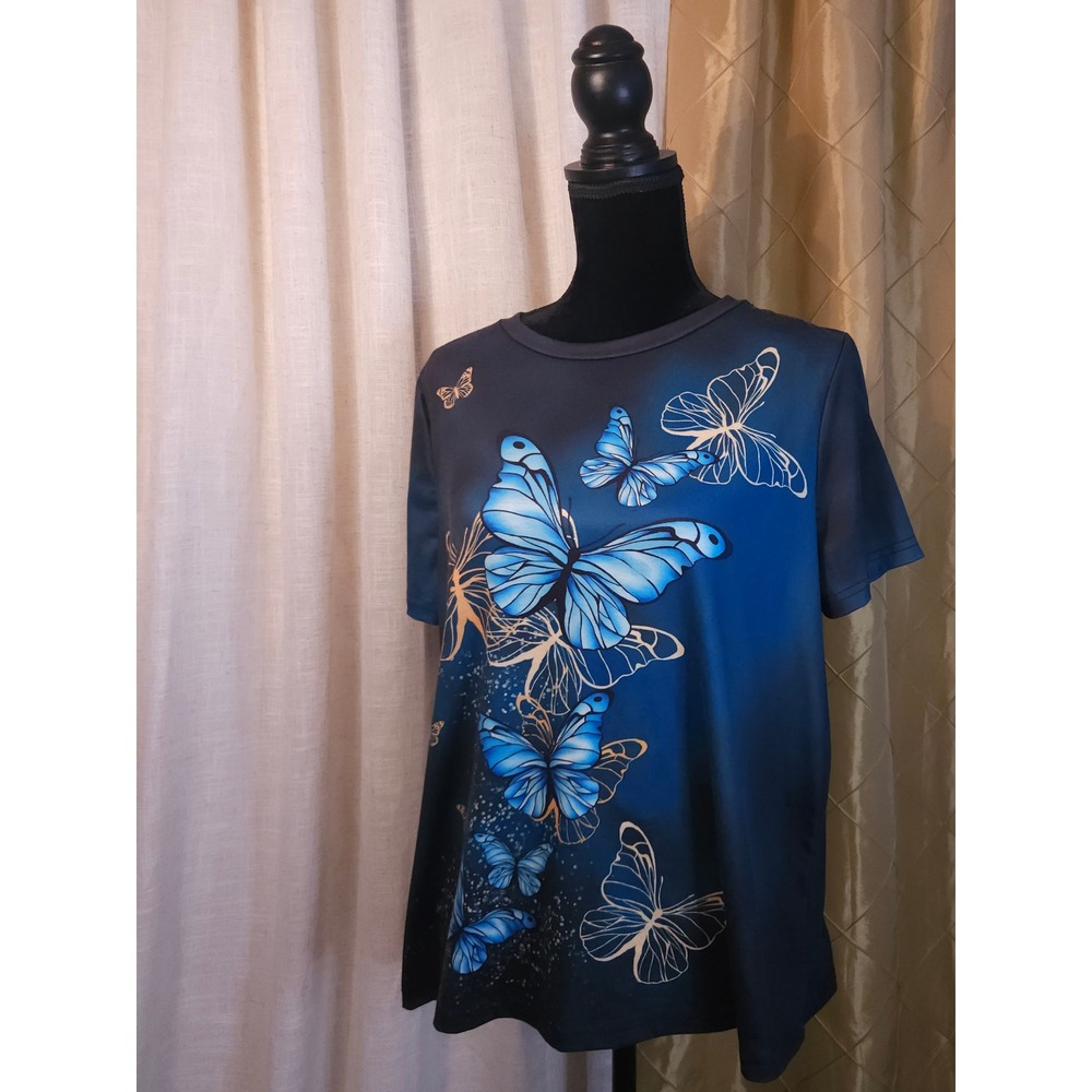 Morpho Butterfly Print Tee by Emery Rose